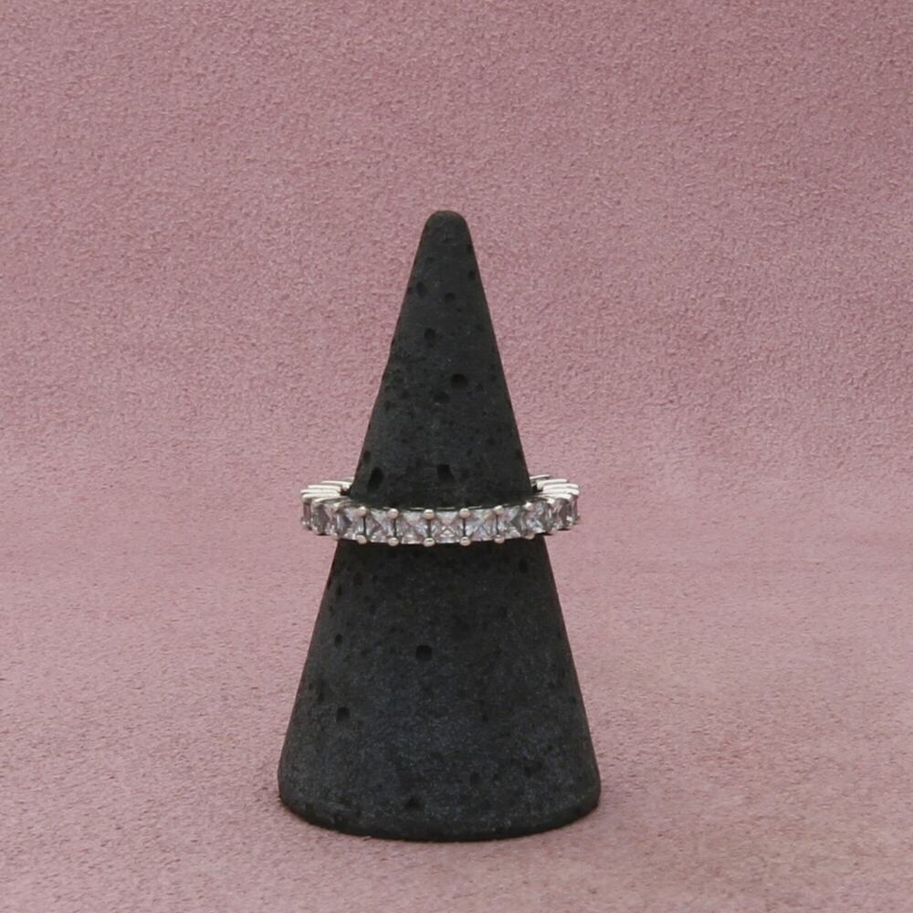 ⚡clearance⚡ sterling silver princess-cut cz eternity stack band ring size 5.75 - Picture 1 of 3